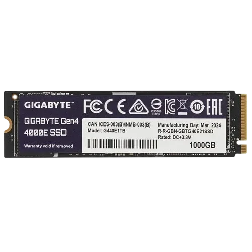 GIGABYTE Твердотельный накопитель Gigabyte 1000 Gb Gen4 4000E (G440E1TB)