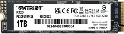PATRIOT Твердотельный накопитель Patriot 1000 Gb P320 (P320P1TBM28)