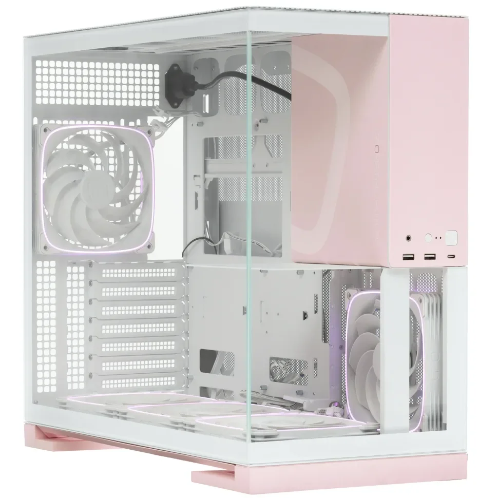 GEOMETRIC FUTURE Компьютерный корпус Geometric Future Model 5 White/Pink with fans (1AM5WKPK01100)
