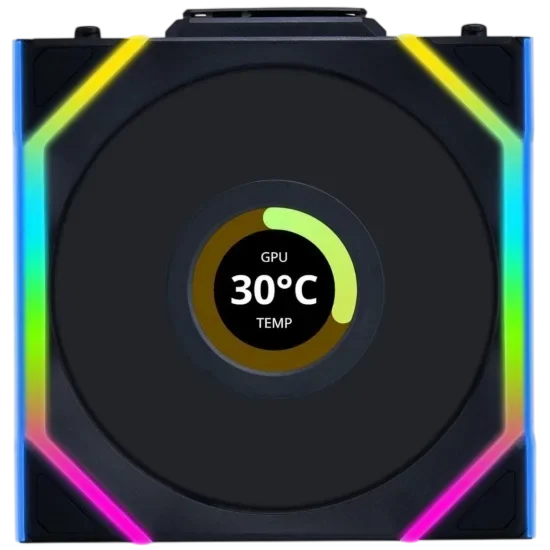 Lian Li Вентилятор для корпуса Lian Li UNI FAN SL WIRELESS LCD 120 Reverse Blade ARGB Black (G99.12RSLLCD1W1B.R0)