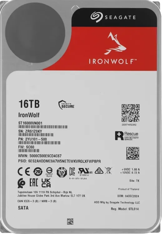 SEAGATE Жесткий диск Seagate 16000 Gb IRONWOLF NAS (ST16000VN001)